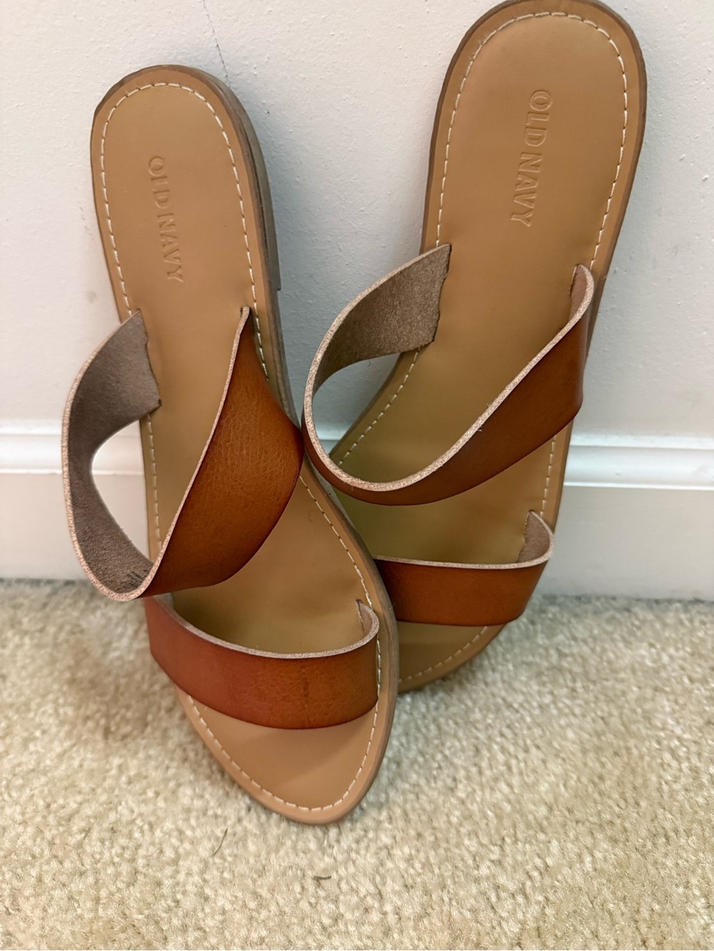Old Navy Tan/Brown Double Strap Slide Sandals